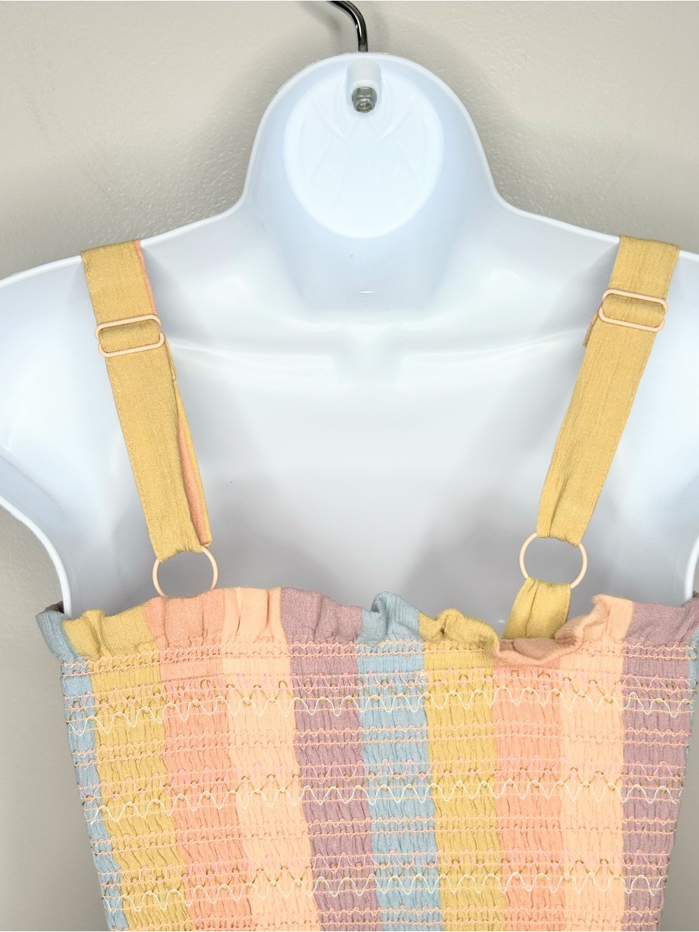 American Eagle Smocked Striped Rainbow Pastel Dress Size XS - Picture 7 of 10